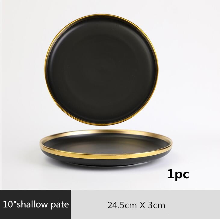 Ensemble d'assiettes et bol en porcelaine noire style japonais