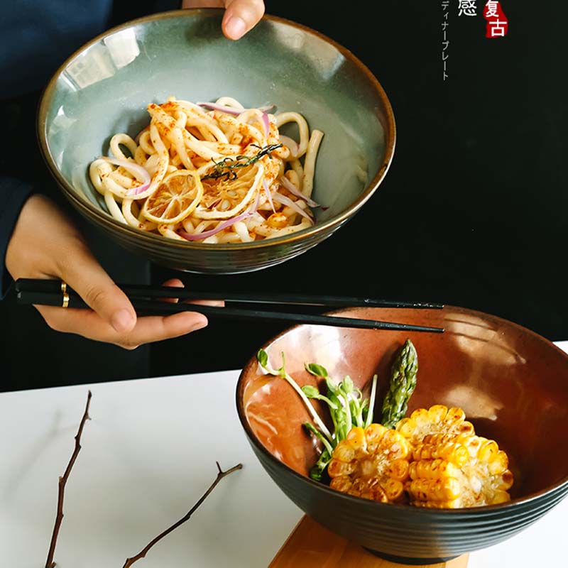 Bol à ramen en céramique japonais tourné au four