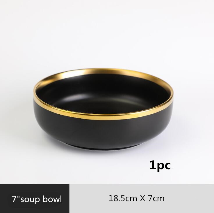 Ensemble d'assiettes et bol en porcelaine noire style japonais