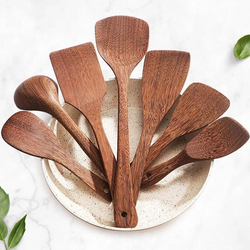 1PC cuillère de table en bois naturel de Thaïlande