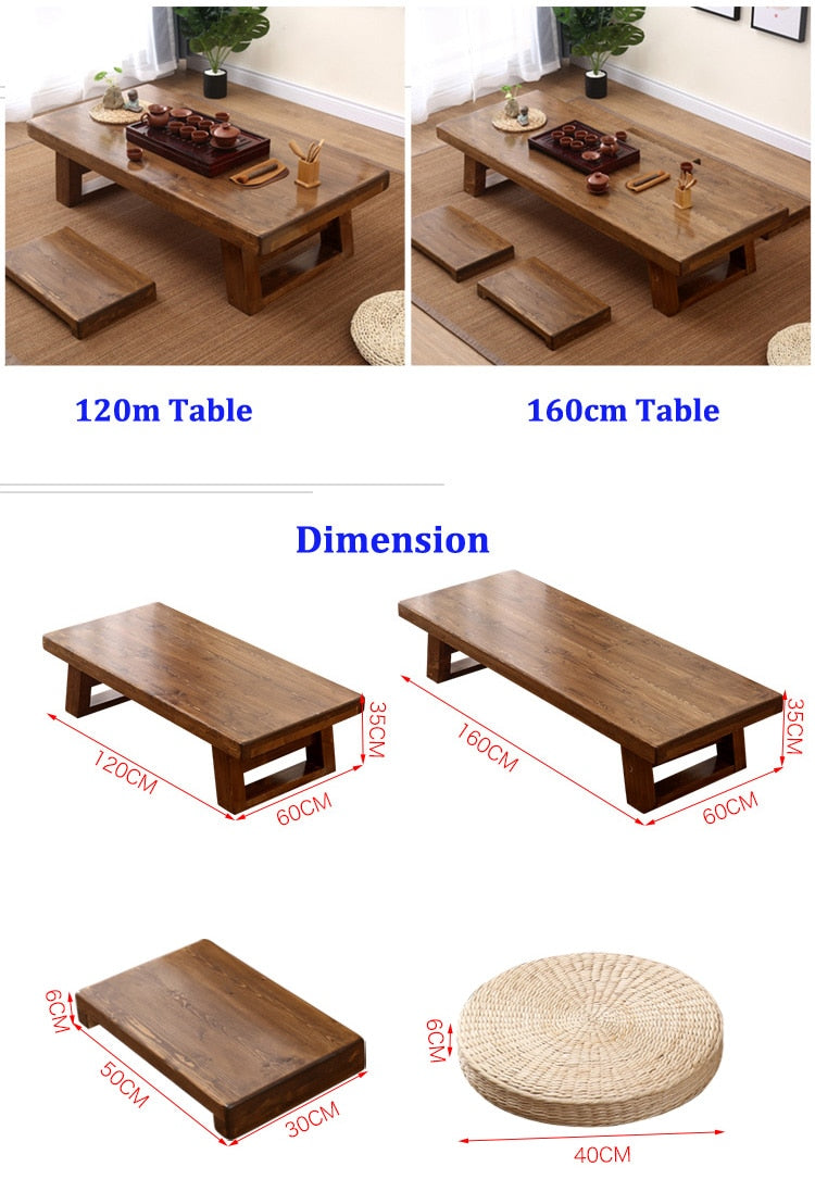 table basse de thé style coréen avec combinaison de chaises basses