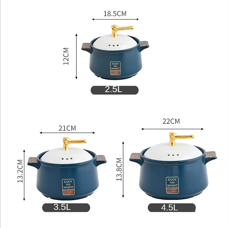 Pot de Soupe en Céramique Bleue